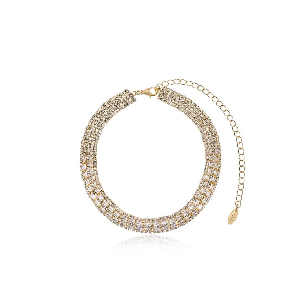 NEW ETTIKA women's crystal choker necklace in gold